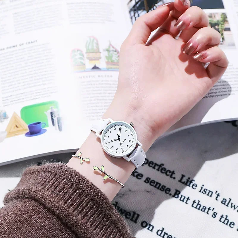 Robelle Women's Leather Strap Quartz Watch | Elegant Minimalist Timepiece (Watch Only)